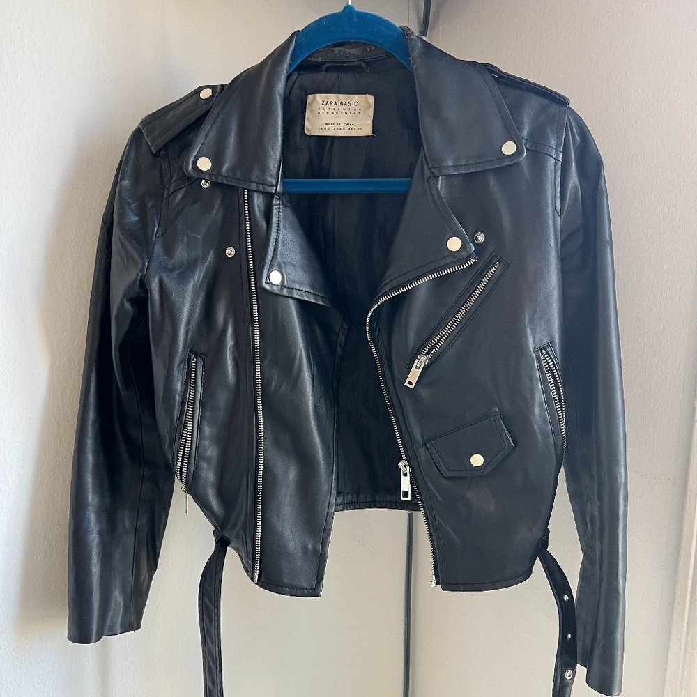 Zara black faux leather jacket